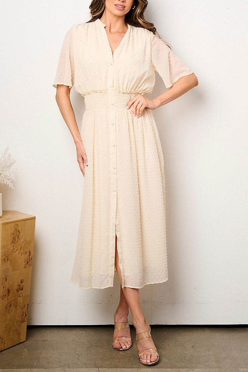 swiss dot maxi dress 70s Swiss Dot Maxi Dress in Brown