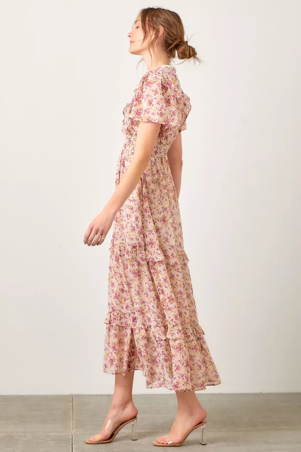 Floral Button Placket Dress