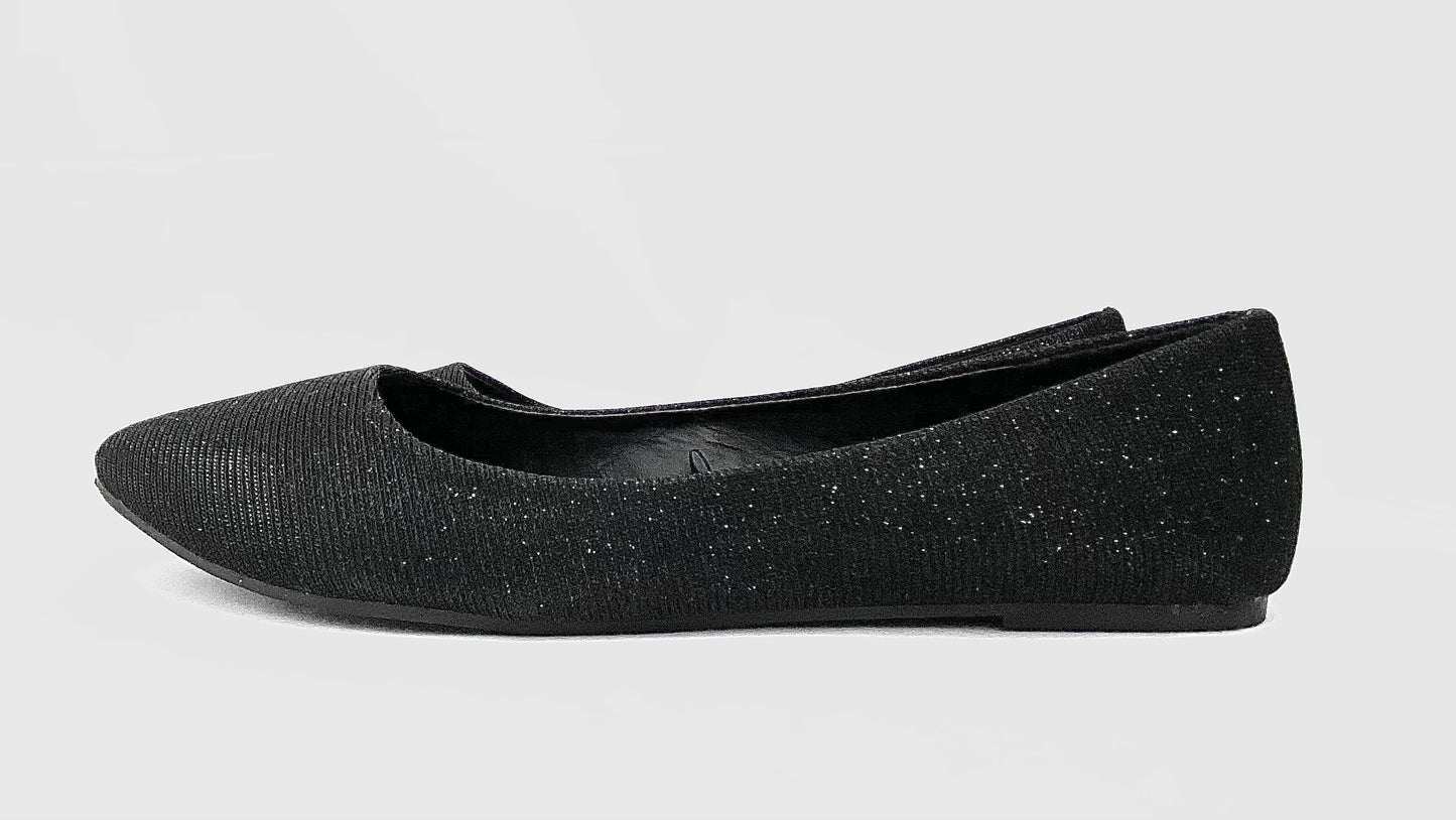 Black Glittery Flats