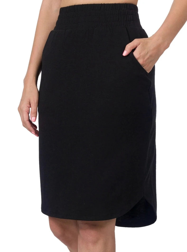 Elastic Waist Skirt w/Pockets
