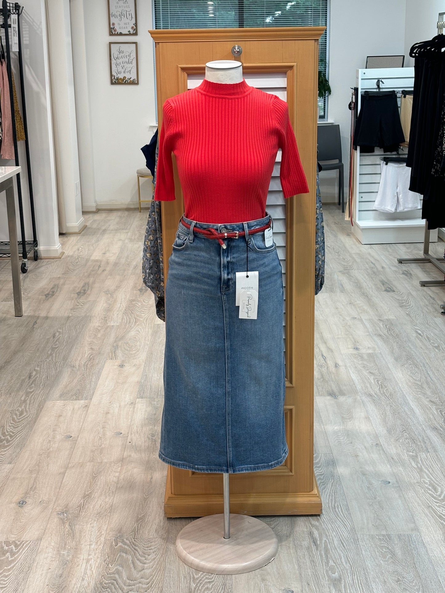 High Waist Pencil Denim Skirt