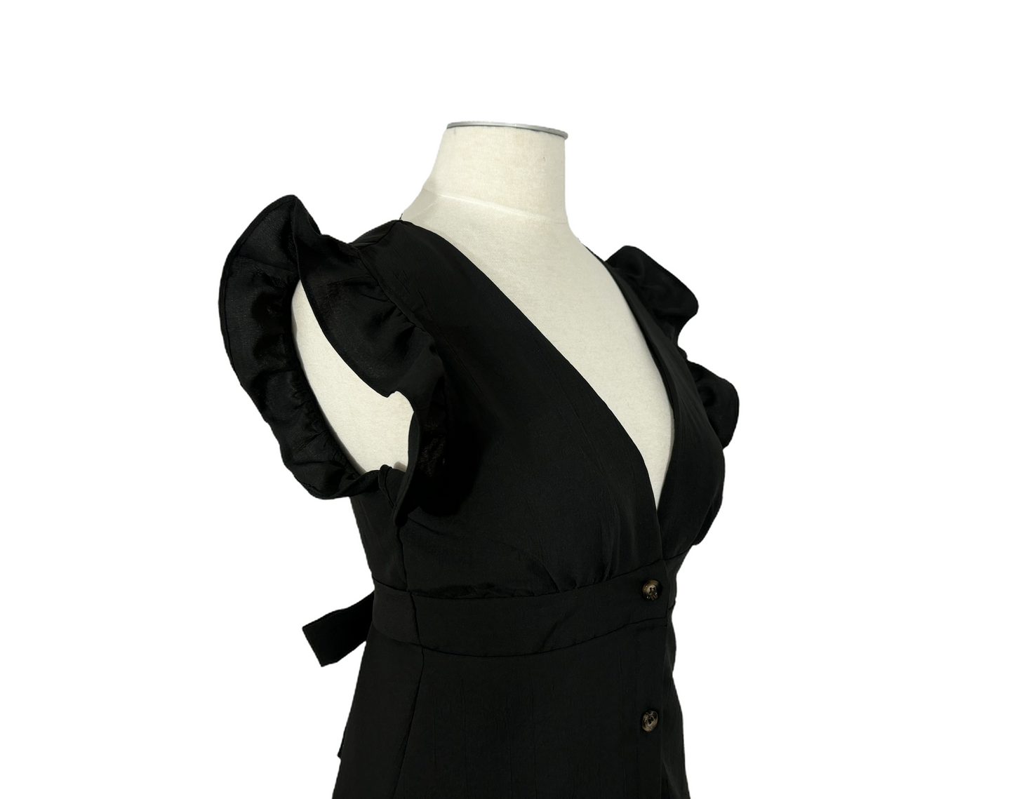 V-Neck Botton Front Maxi Dress