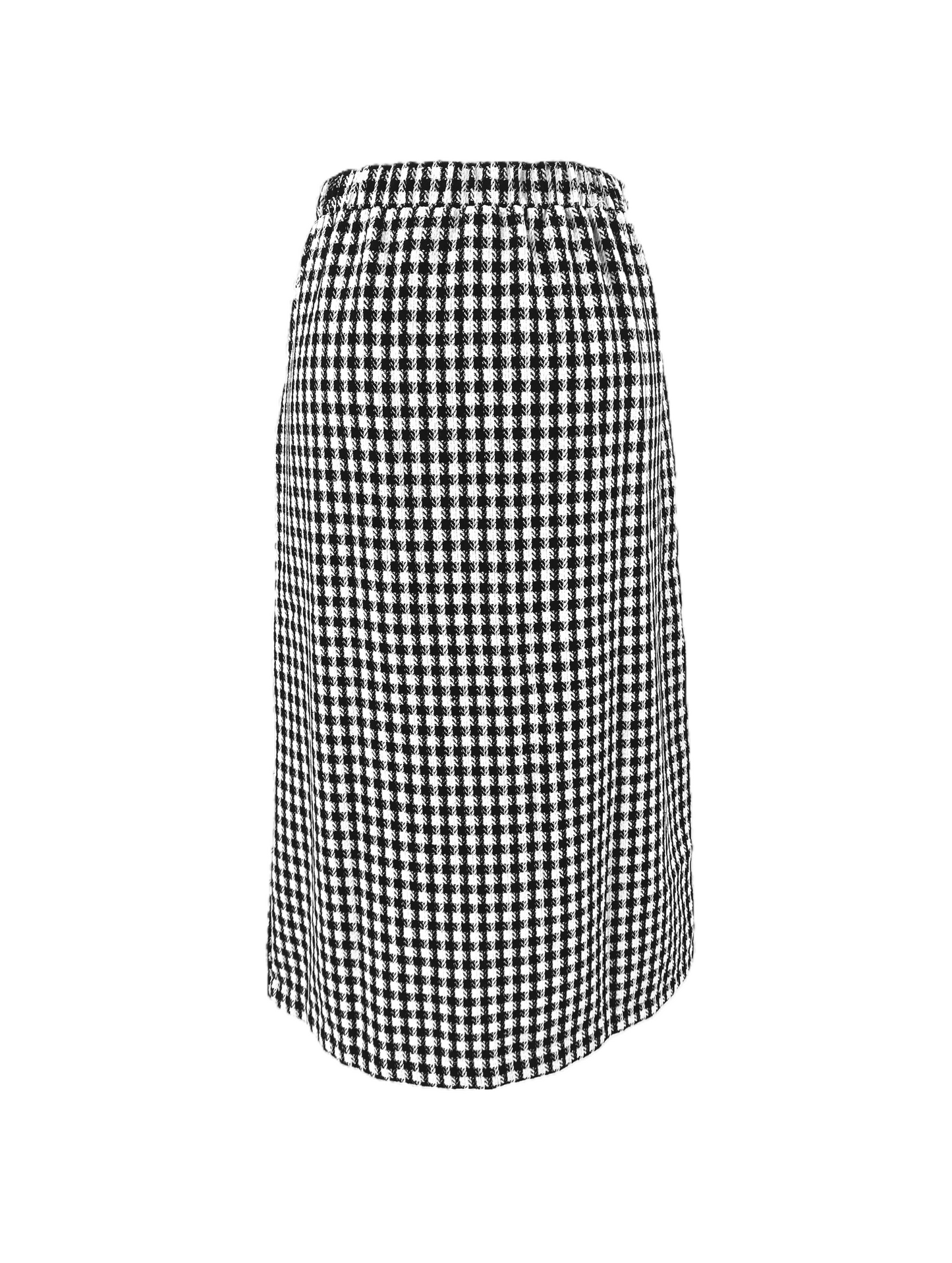 White and Black Wool Plaid Skirt