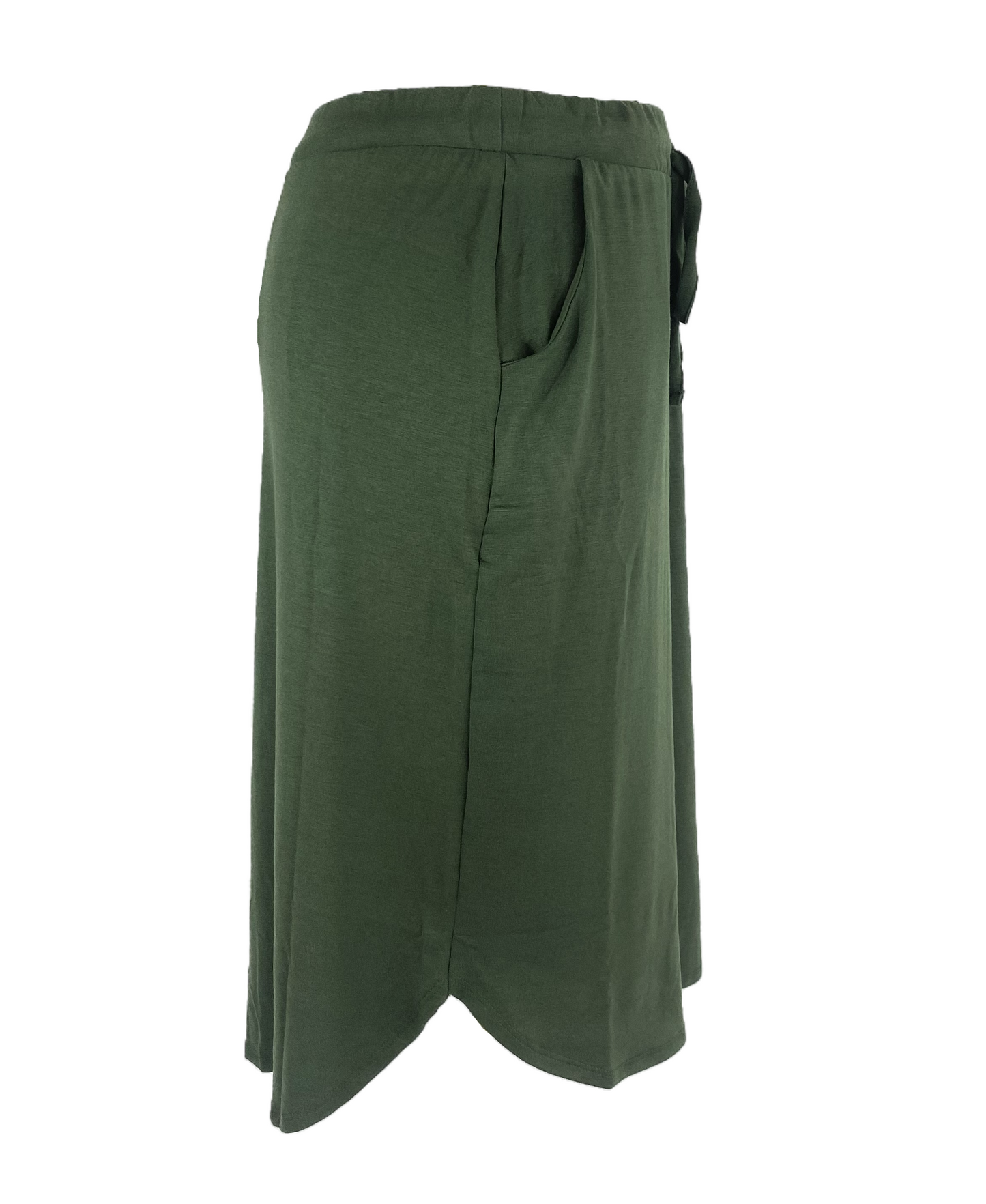 Elastic Waist Tie Skirt w/Pockets