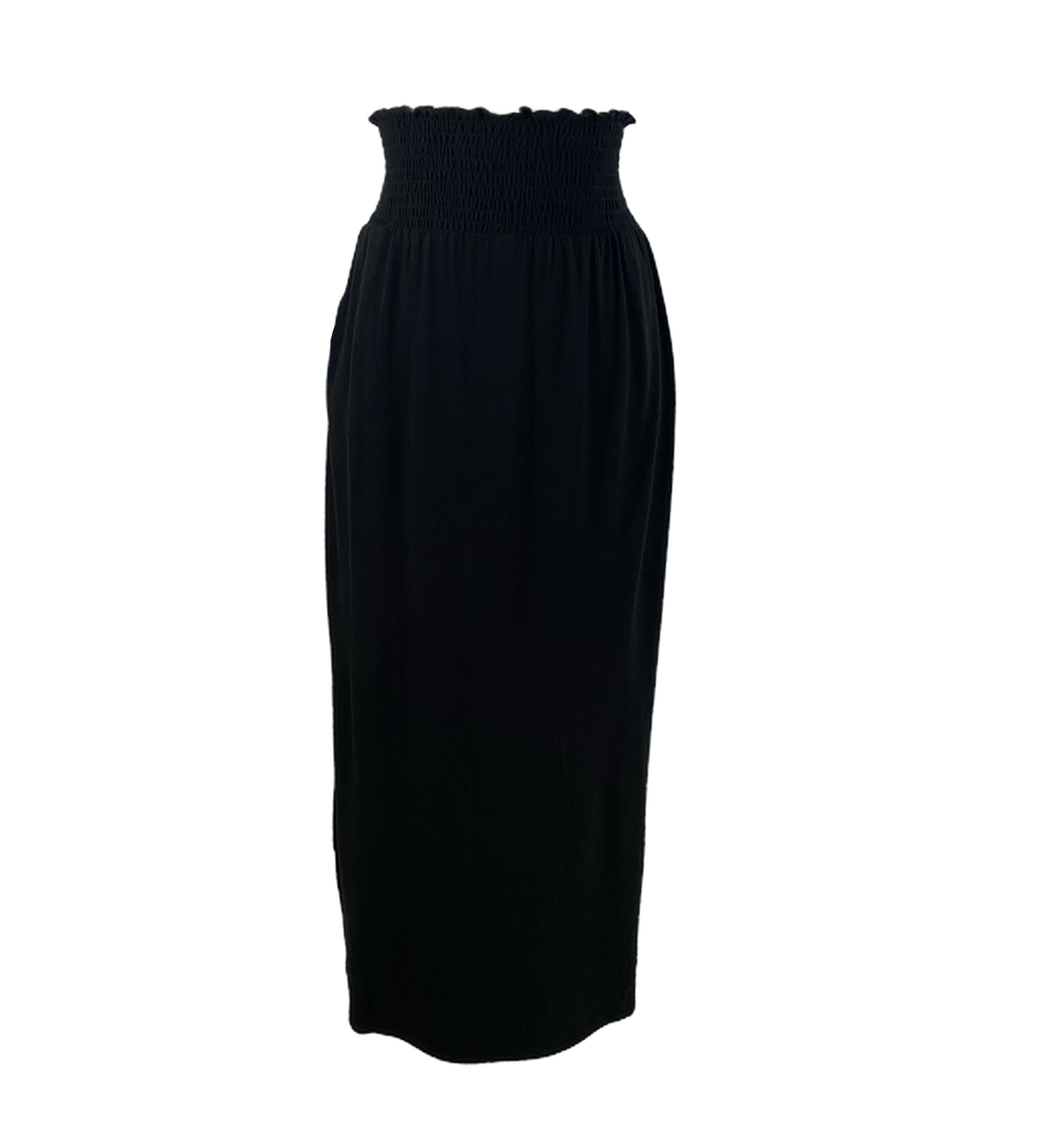 Smocked Waist Maxi Skirt w/ Pockets
