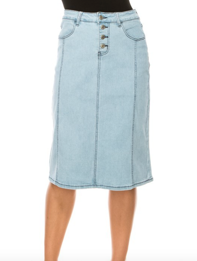 Denim Middle Length Skirt