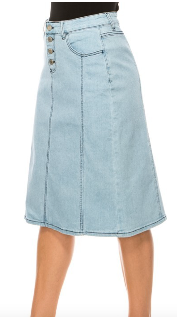 Denim Middle Length Skirt