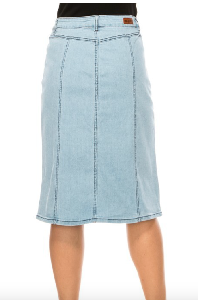 Denim Middle Length Skirt