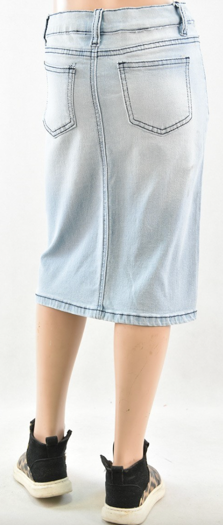 Girls Denim Middle Length Skirt