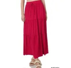 Ruffle Raw Hem Maxi Skirt