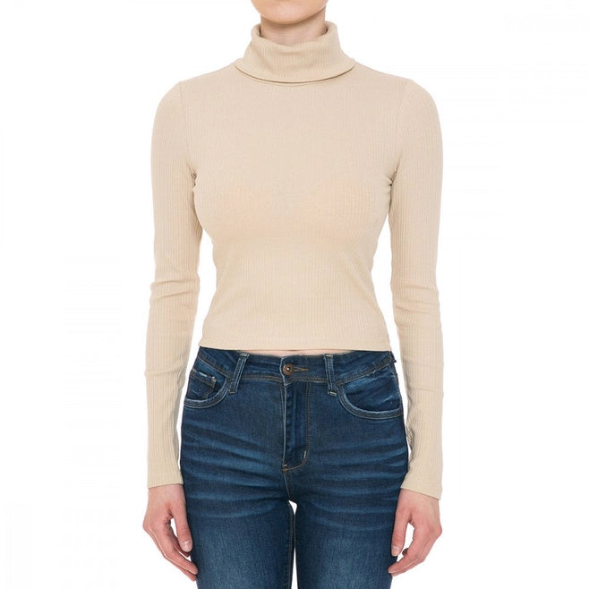 Ribbed Turtleneck Top