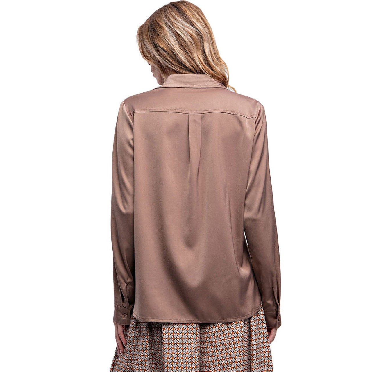 Button Down Satin Blouse