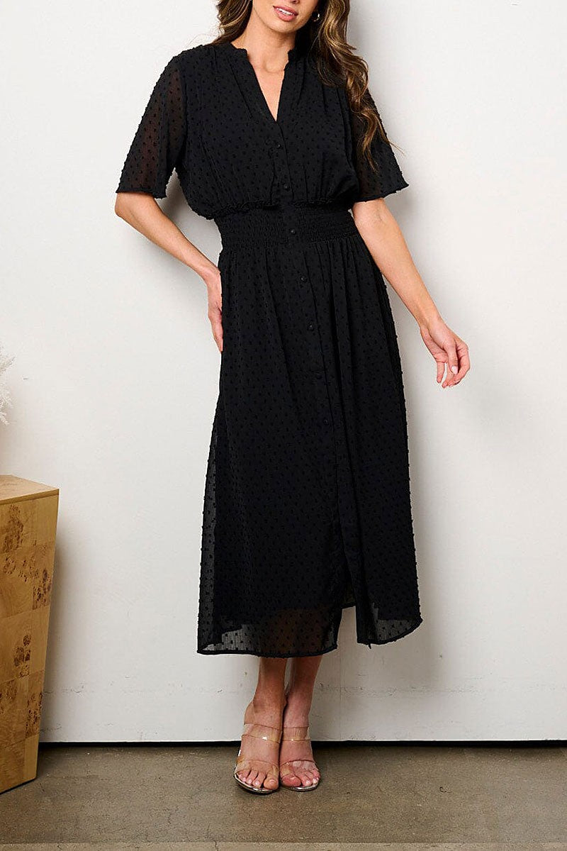 The Stefany Swiss Dots Maxi Dress