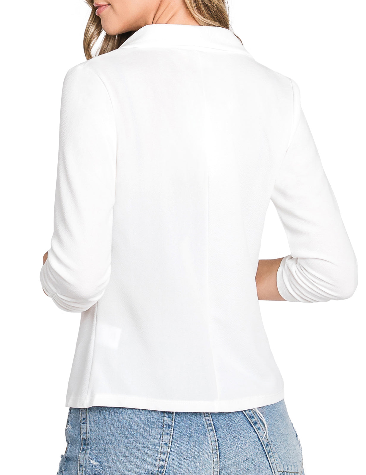 3/4 Shirring Sleeve Draped Blazer Jacket