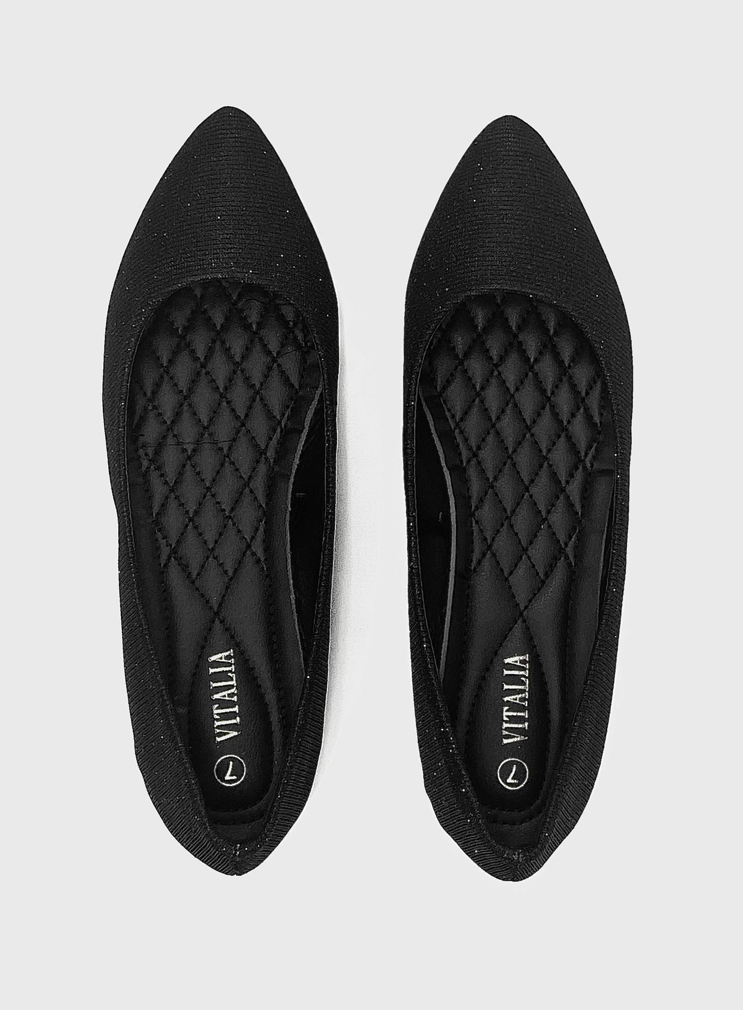 Black Glittery Flats