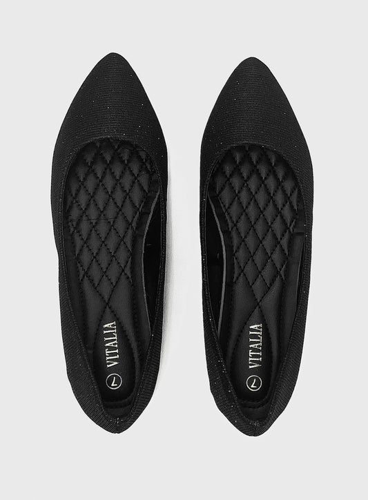 Black Glittery Flats