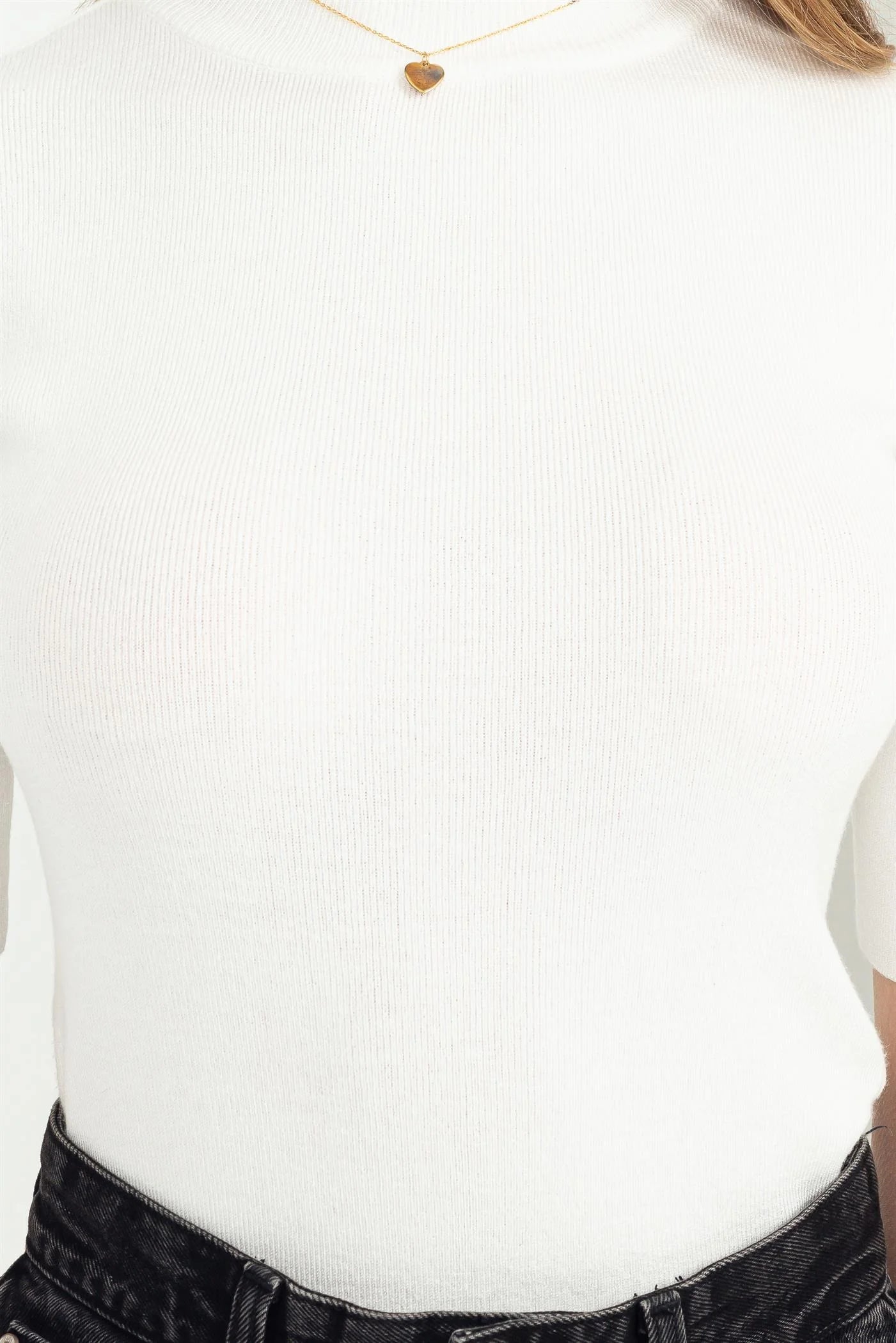 Sunny Style Basic Mock Neck Sweater Top