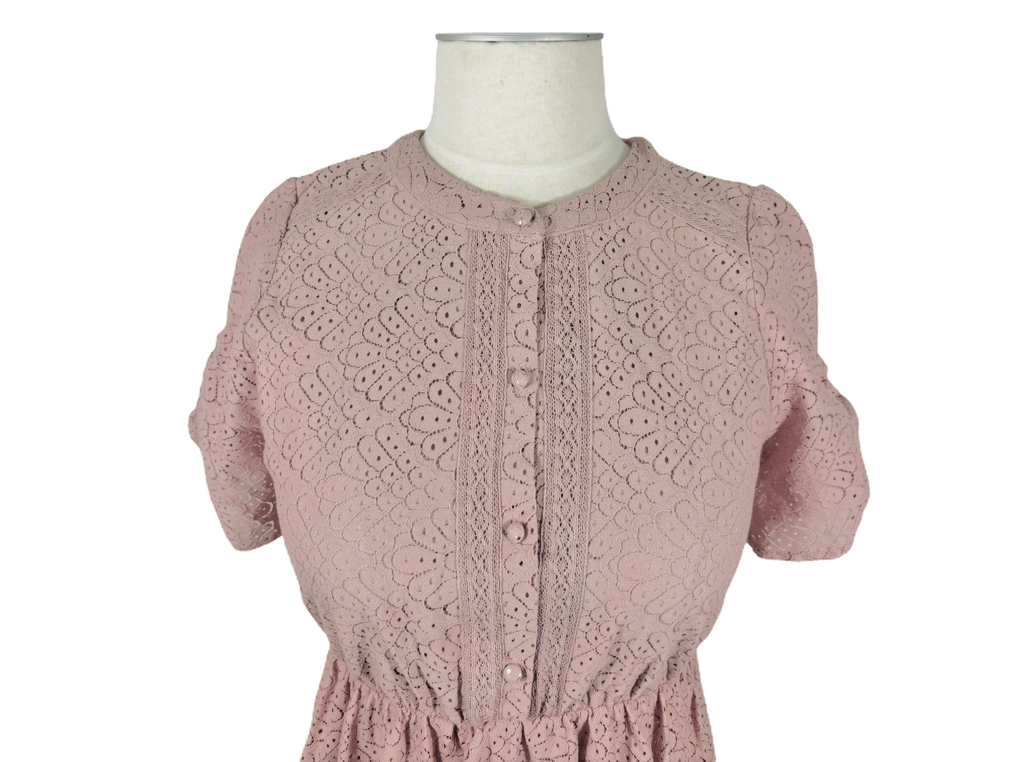Button Up Tiered Lace Midi Dress