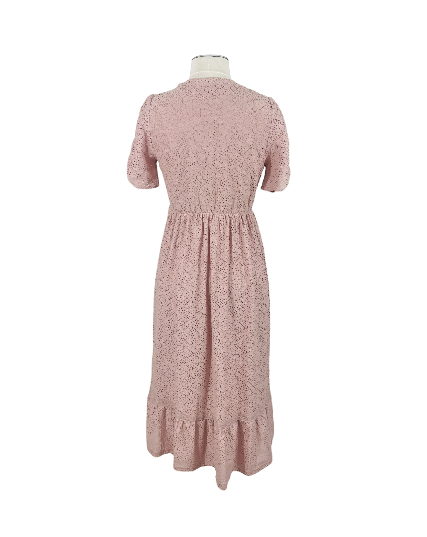 Button Up Tiered Lace Midi Dress