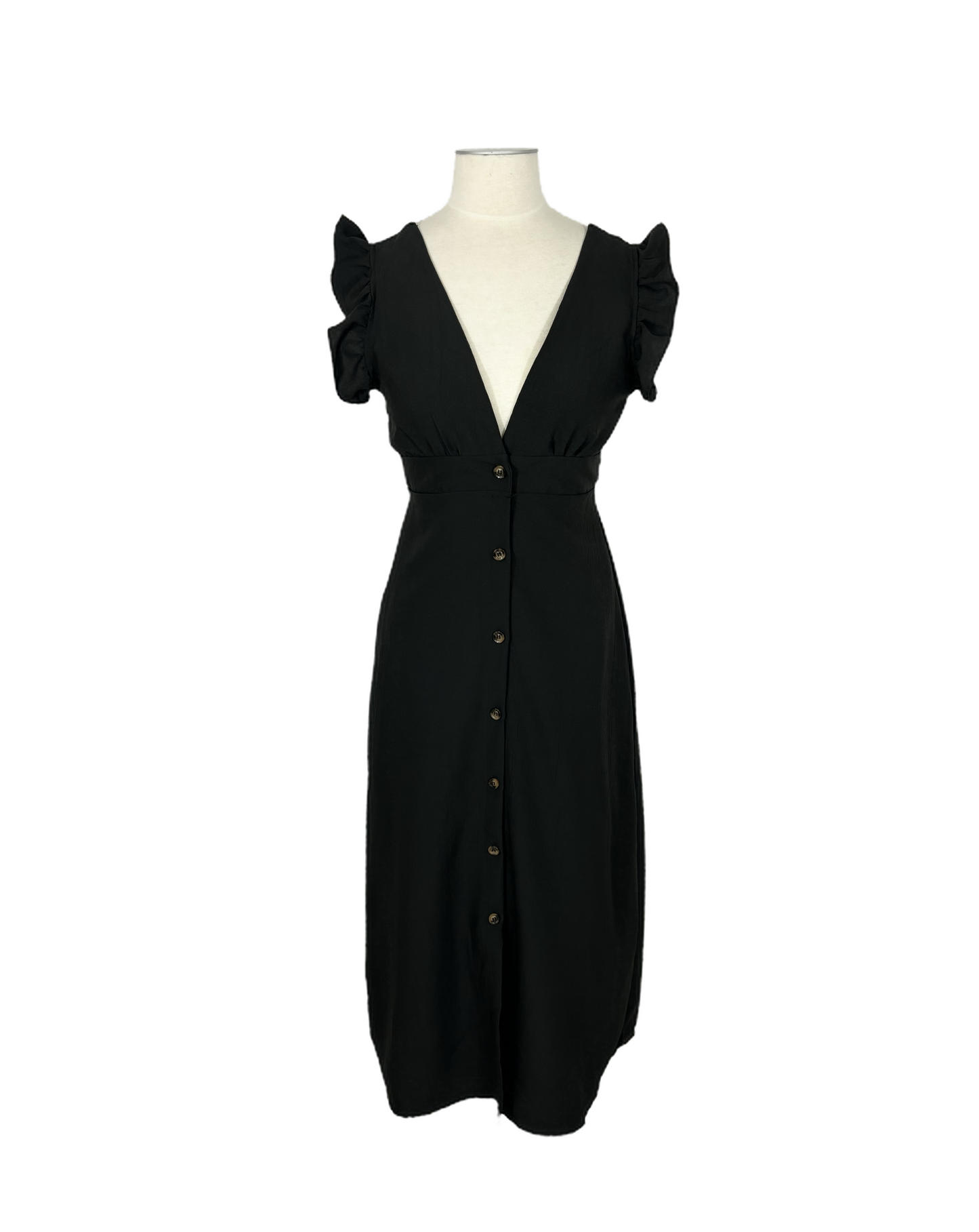V-Neck Botton Front Maxi Dress