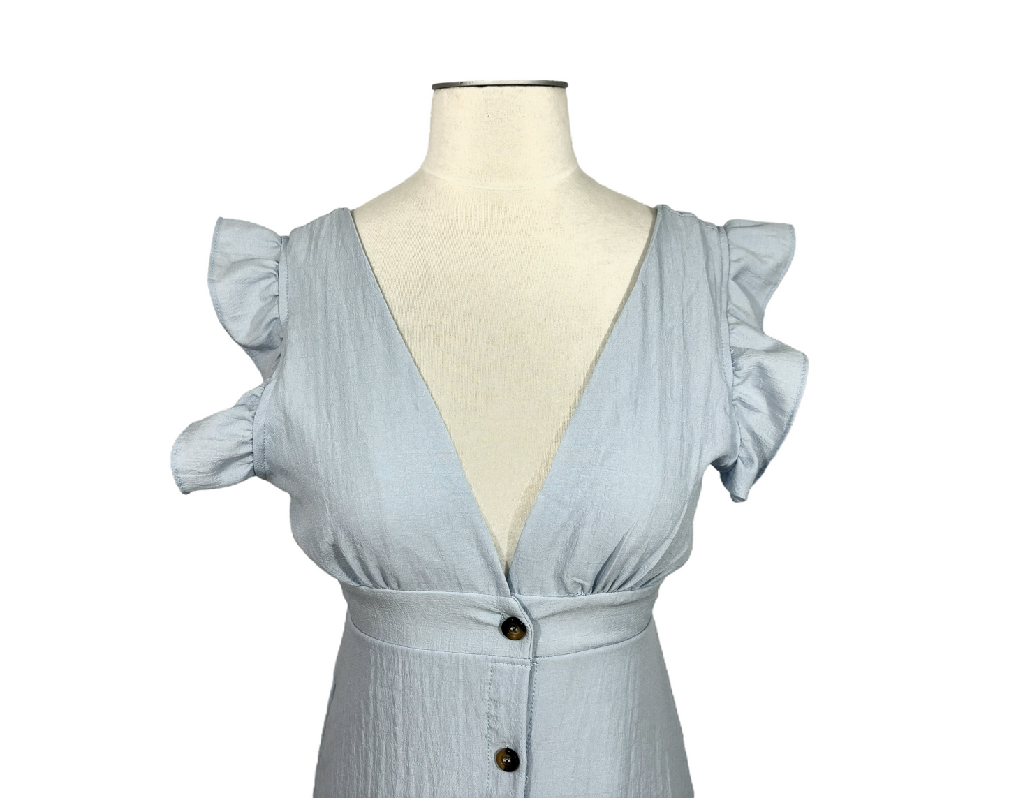 V-Neck Botton Front Maxi Dress