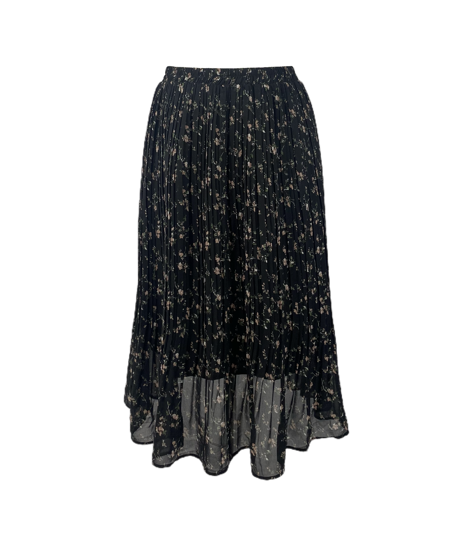 Pleated Midi Skirt in Black Thorn