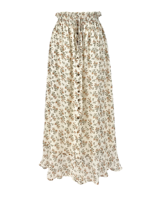 Maxi Button Front Skirt