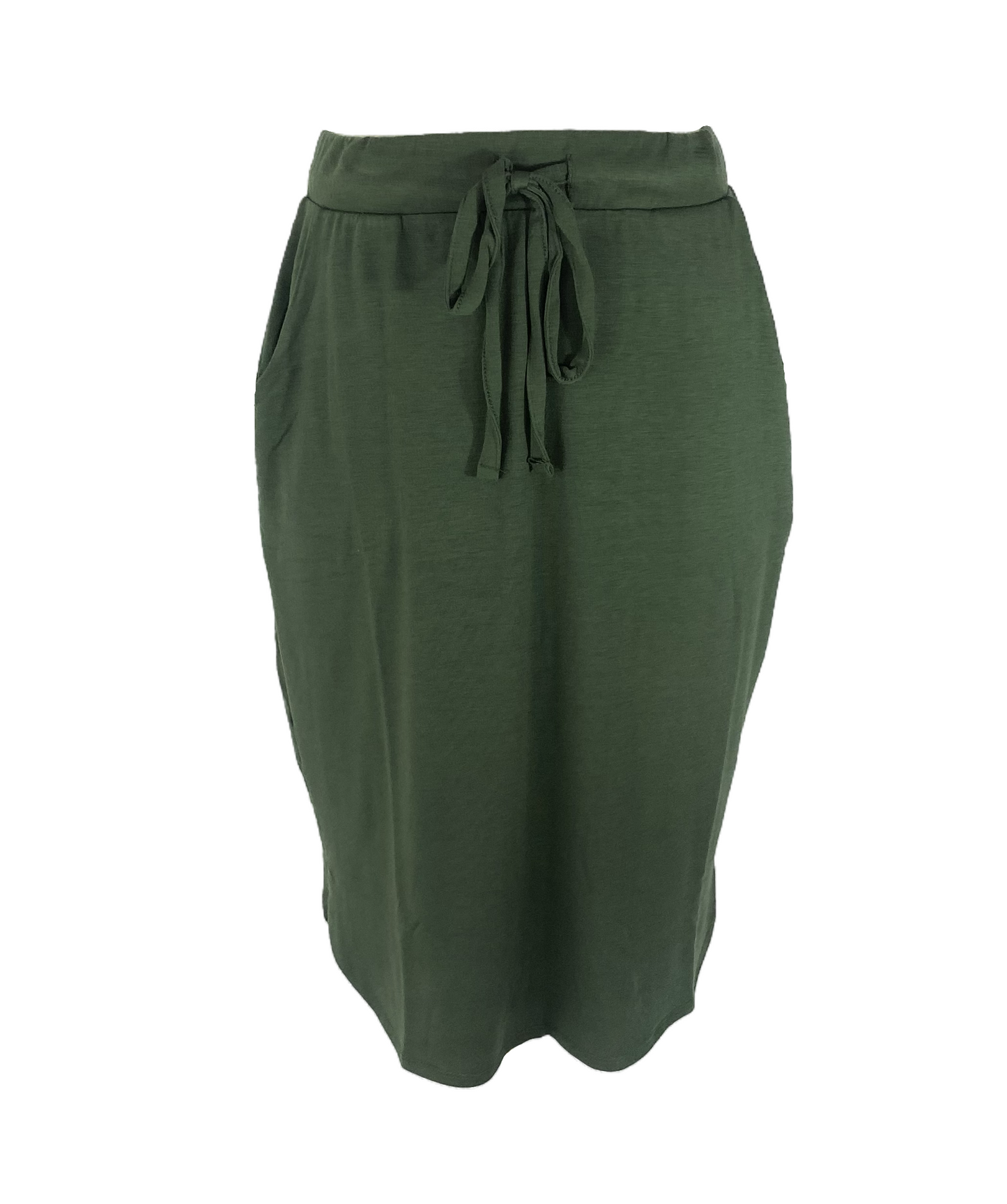Elastic Waist Tie Skirt w/Pockets