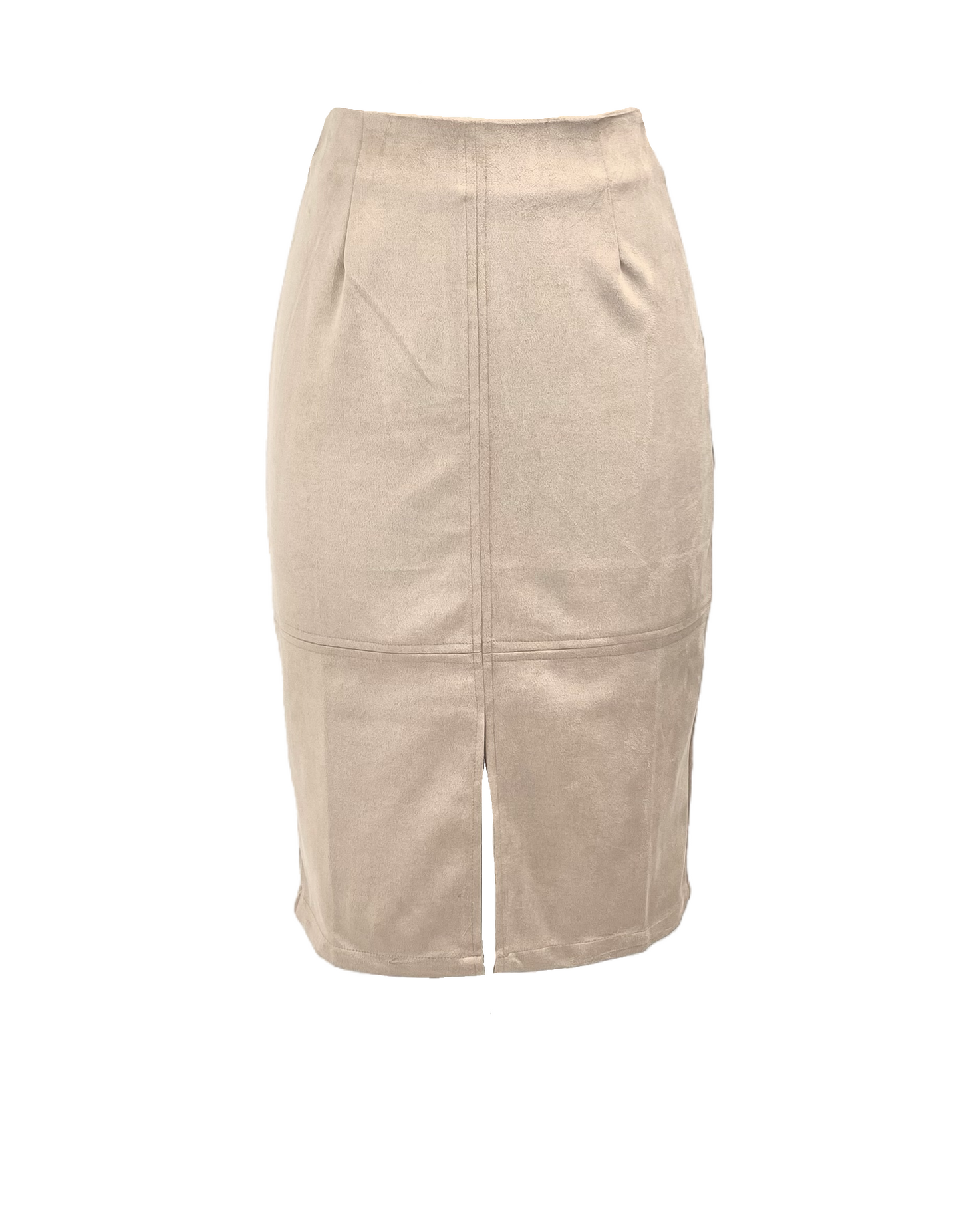Suede Pencil Skirt (Taupe)