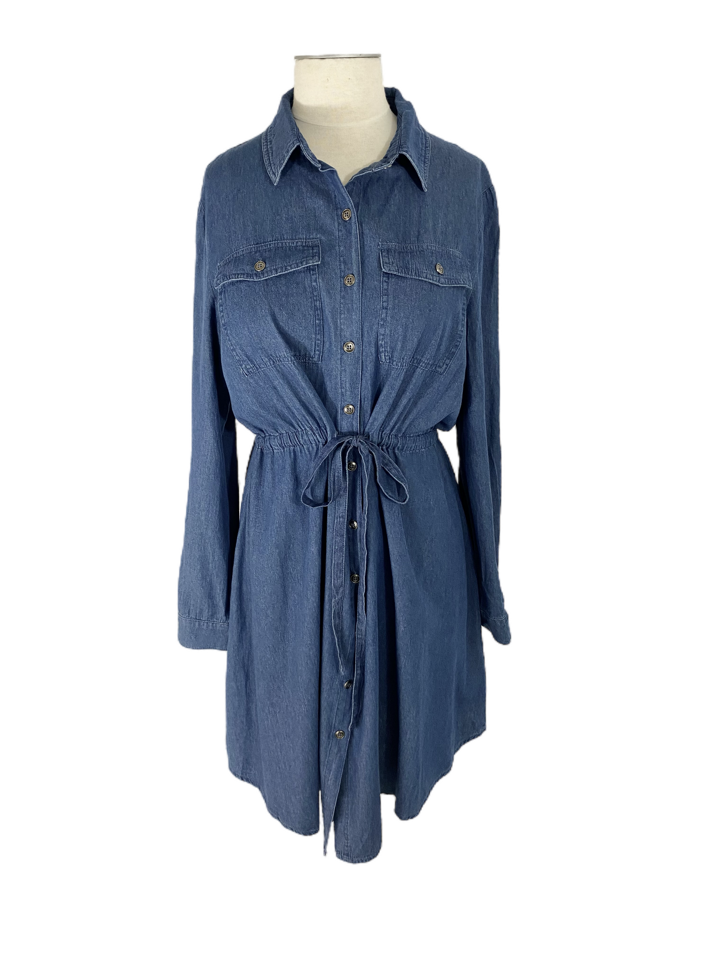 Button Up Dress w/Drawstring