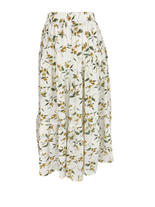 Plus Floral Elastic Waist Maxi Skirt