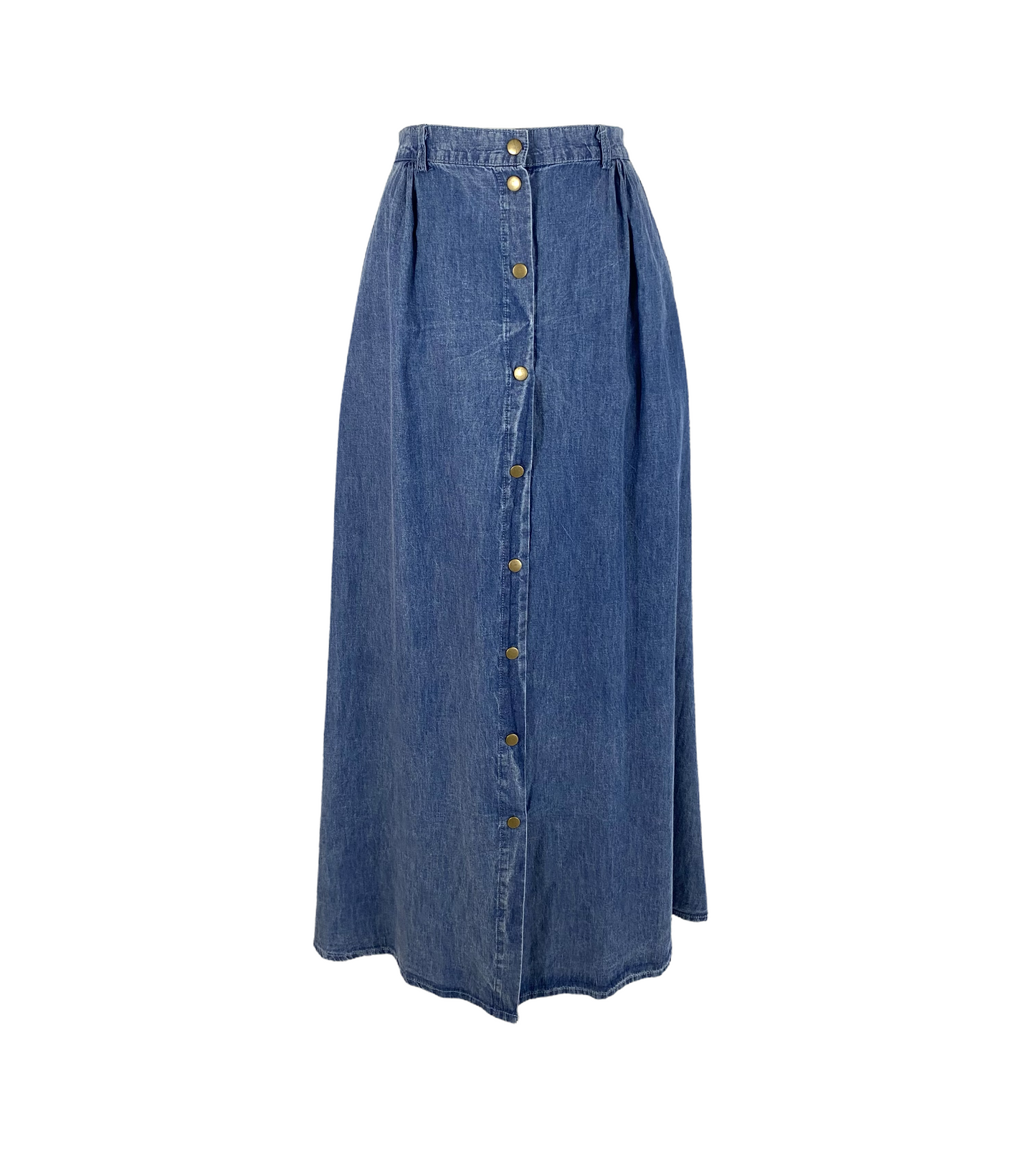 High Waisted A-Line Denim Maxi Skirt