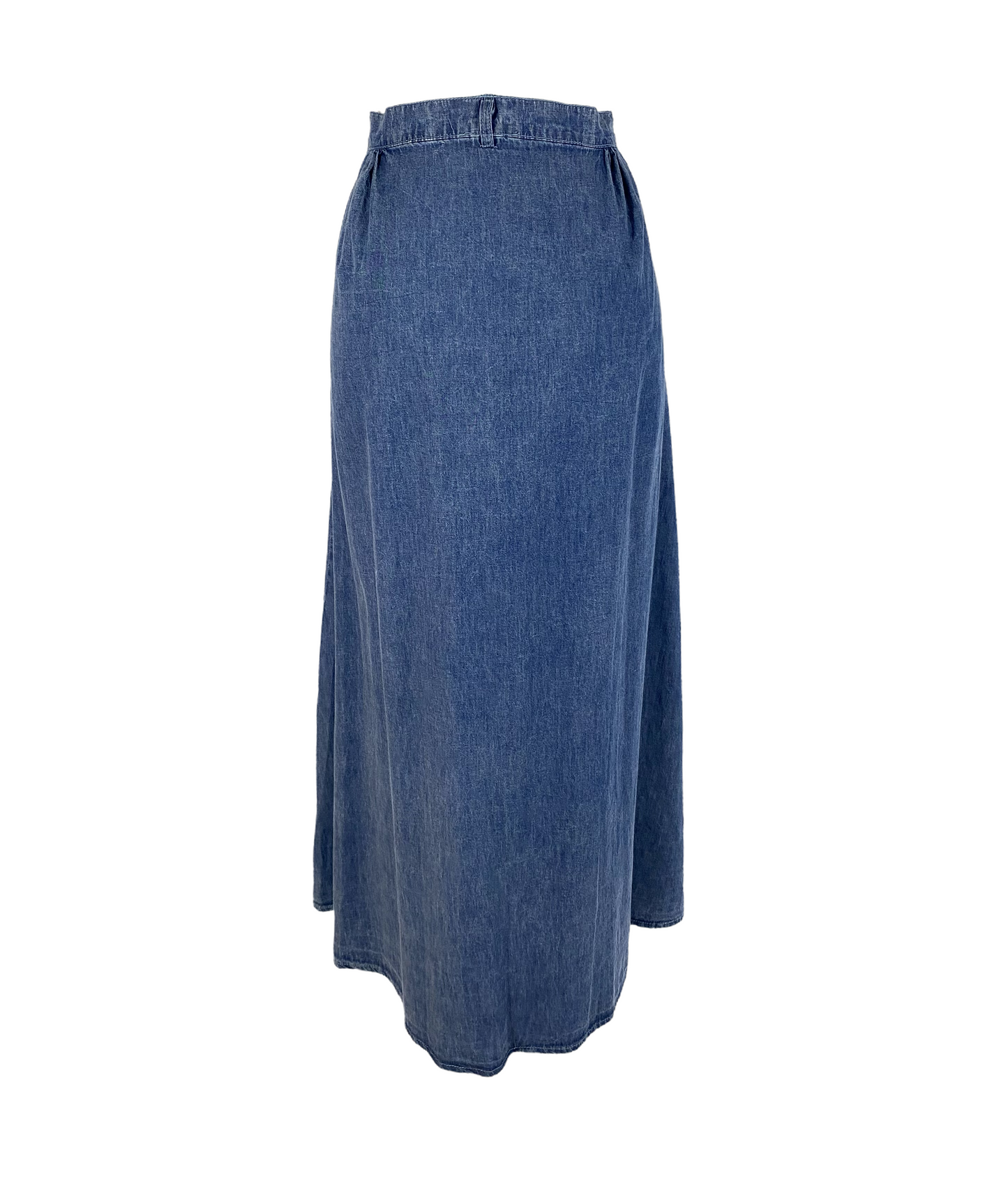 High Waisted A-Line Denim Maxi Skirt
