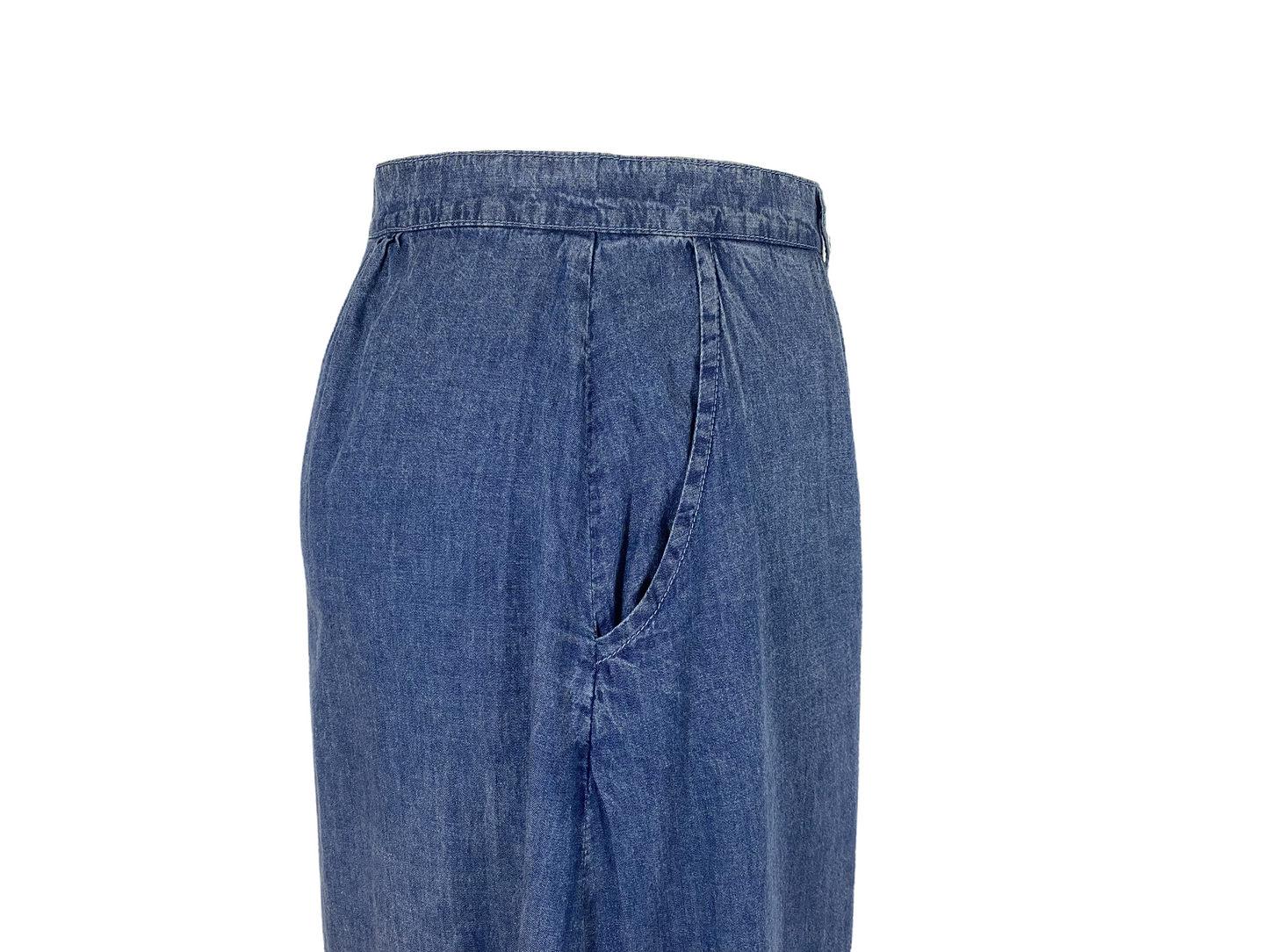 High Waisted A-Line Denim Maxi Skirt