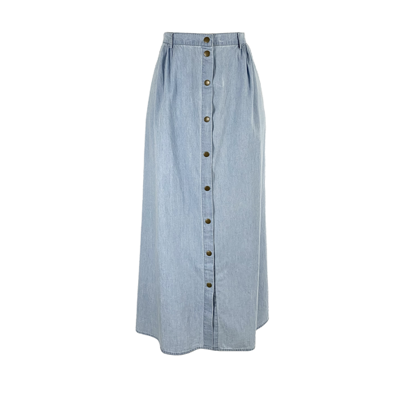 High Waisted A-Line Denim Maxi Skirt