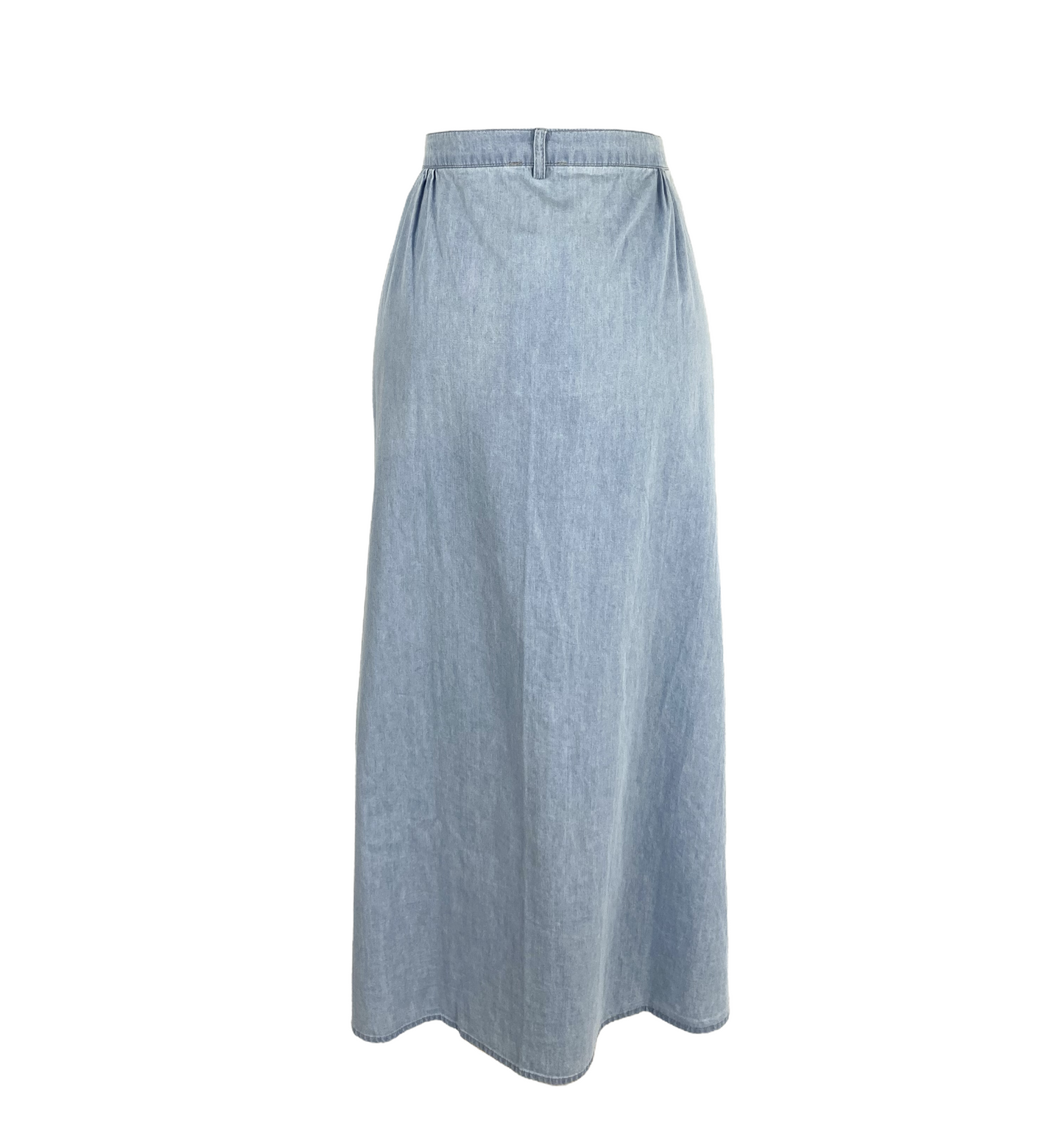 High Waisted A-Line Denim Maxi Skirt
