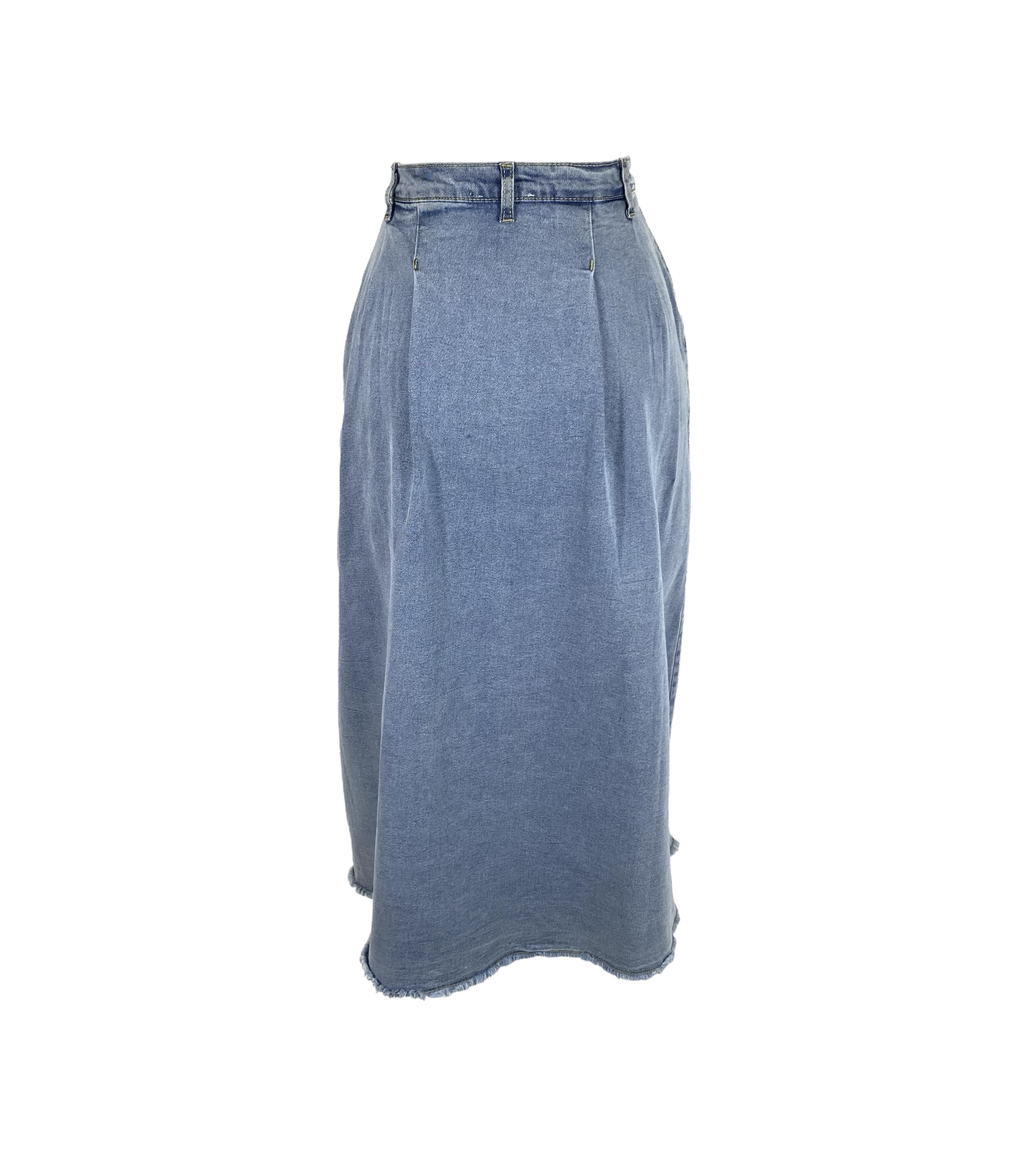 Pleated Denim Maxi Skirt