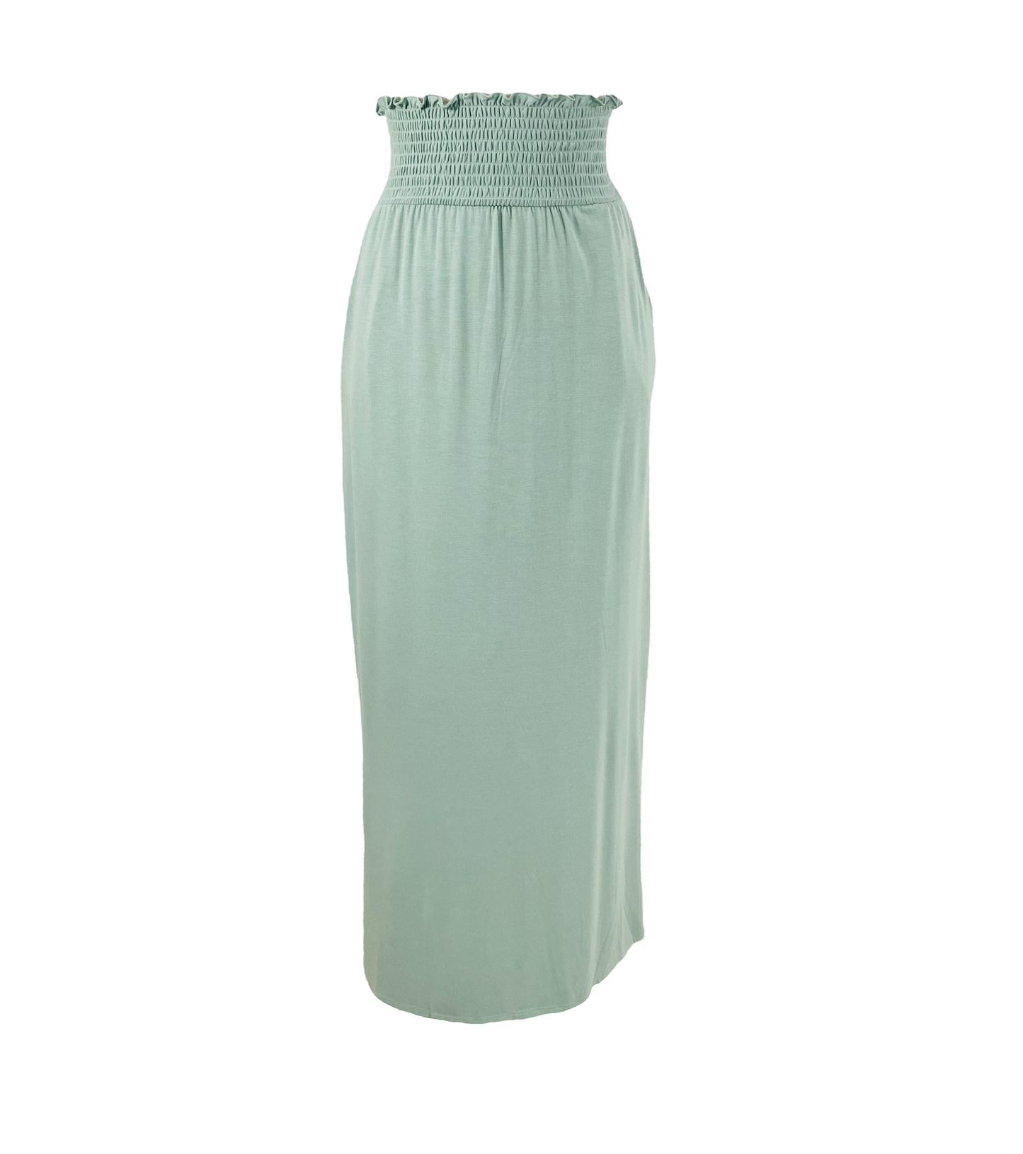 Smocked Waist Maxi Skirt w/ Pockets