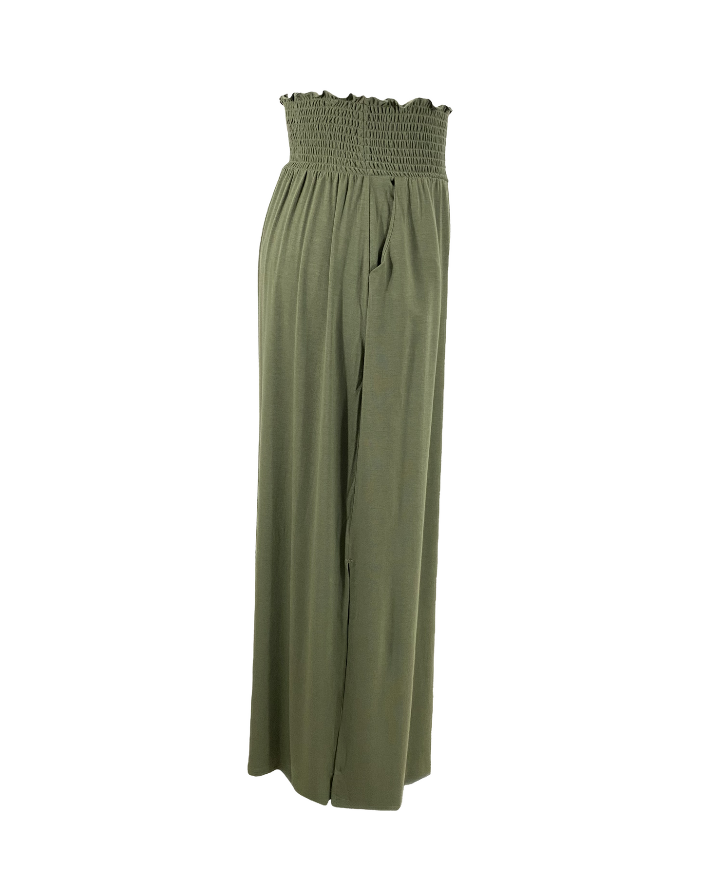 Smocked Waist Maxi Skirt w/ Pockets