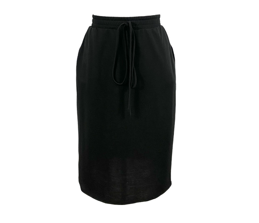 Black Elastic Waist Tie Skirt