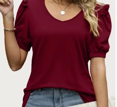 Chic Stretchy V Neck Short Sleeve