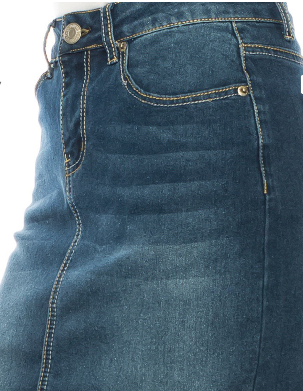 Denim Calf Length Skirt