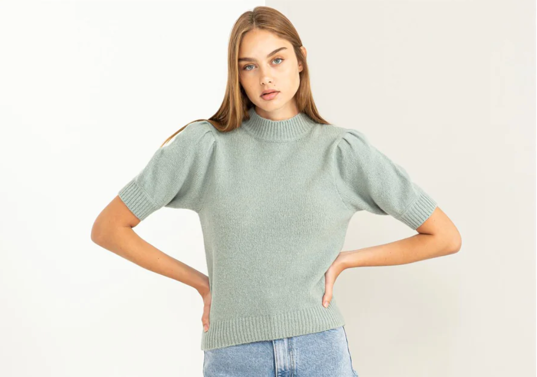Lovely Embrace Puff Sleeve Sweater Top