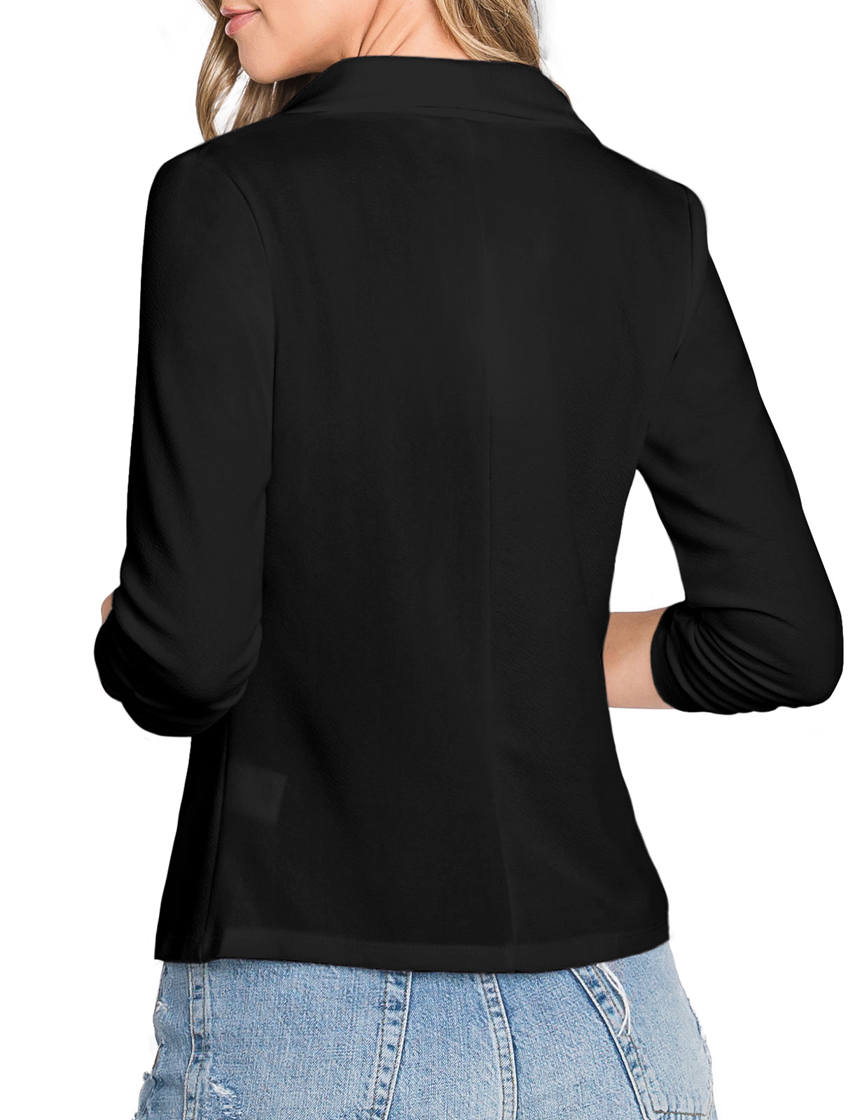 3/4 Shirring Sleeve Draped Blazer Jacket