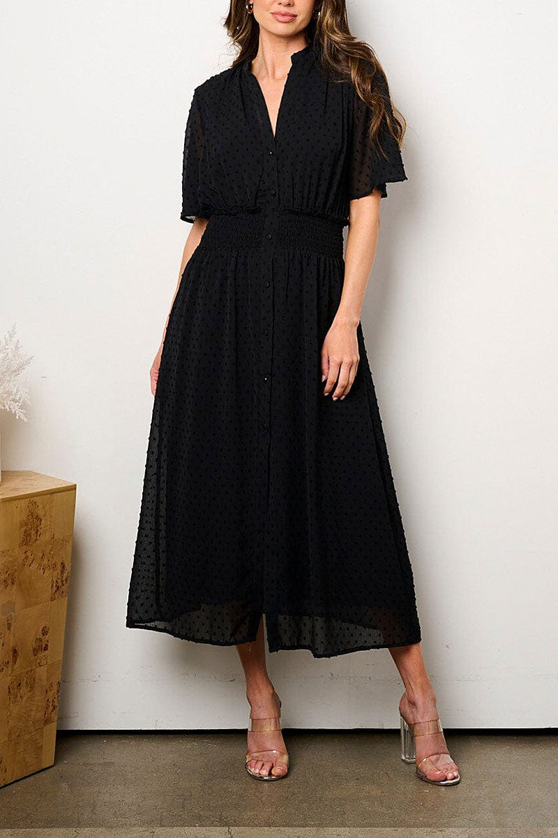 The Stefany Swiss Dots Maxi Dress