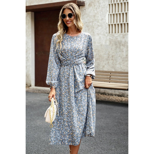 Floral Print Shirred Hem Dress